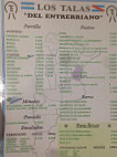 Los Talas del Entrerriano menu