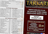 Tarkari Tandoori Takeaway menu