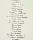 Carriage House menu