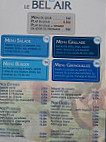 Le Bel Air menu