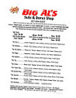 Big Al's Subs Donut Shop menu