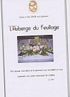 L'auberge du feuillage menu