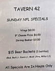 Tavern 42 menu