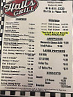 Hall's Grill menu