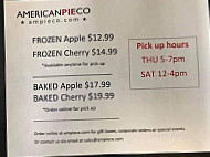 American Pie menu