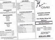 Osaki Japanese Restaurant And Sushi Bar menu