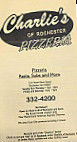 Charlies-rochester Pizza menu