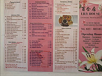 Lily House menu