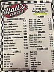 Hall's Grill menu