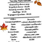 Sue's Kitchen menu