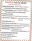 Yala's Pizza menu