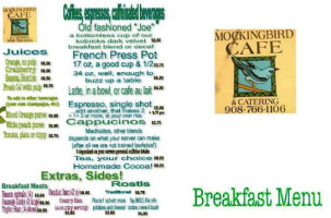 Mockingbird Cafe menu