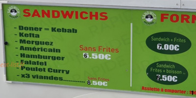 Sandwich House menu