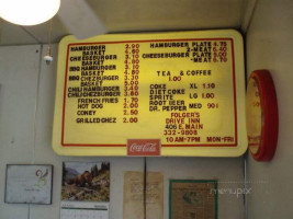 Folger's Drive-in menu