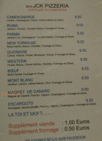 Jck Pizzeria menu