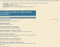 Chez Franz menu