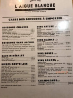 L'aigue Blanche menu