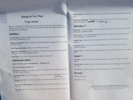 Bangkok Noi Thai menu