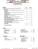 Geraldi's Italian Eating Place menu