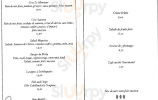 Peeky Brasserie menu