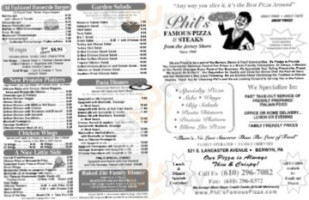 Phil's Famous Pizza Steaks menu