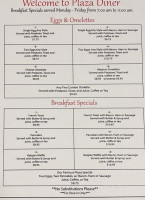 The Plaza Diner menu