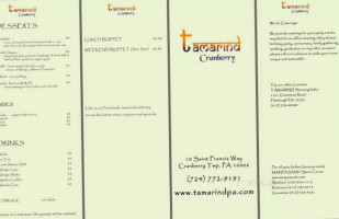 Tamarind Cranberry menu