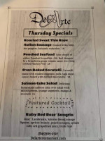 Del Arte menu