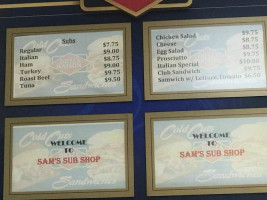 Sam's Sub Shop menu