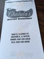 Cholulas Mexican menu