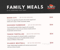 Tosco Pizza Family menu