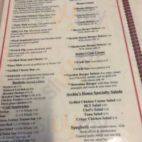 Archie's Place menu