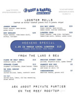 Reef And Barrel menu