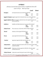 Tuscan Italian Pizzeria menu