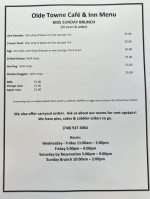 Olde Towne Cafe And Inn Llc menu