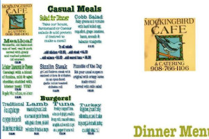 Mockingbird Cafe menu