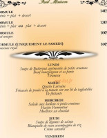 La Tabatière menu