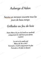 Auberge d'Adon menu