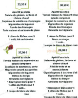 Auberge de la Sapiniere menu