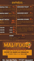 Malifood menu