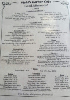 Vicki's Corner Cafe menu