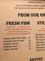 Creed's Seafood Steaks menu