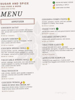 Sugar And Spice Thai Food And More menu