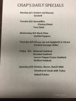 Chap's Elba Diner menu