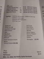 Paesano Pizza Ii menu