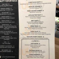 Crown Republic Gastropub menu