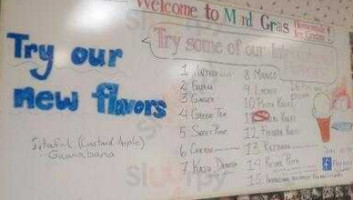 Mardi Gras Homemade Ice Cream menu