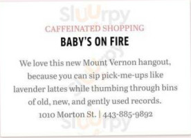 Baby's On Fire menu