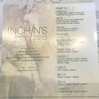 Inchin's Bamboo Garden menu