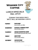 Wonder City Coffee Bistro menu